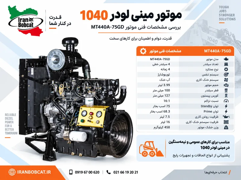 موتور مینی لودر 1040 و مشخصات فنی موتور MT440A-75GD